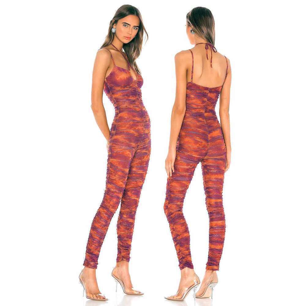 I.AM.GIA Collette Jumpsuit Rust Tie Dye Bodycon Flattering Camo New Size Small